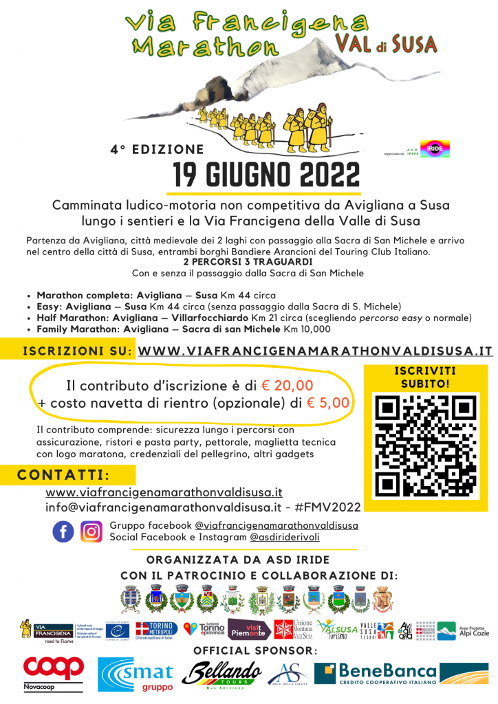 Iscrizioni Via Francigena Marathon Val di Susa 2022_con Qr Code